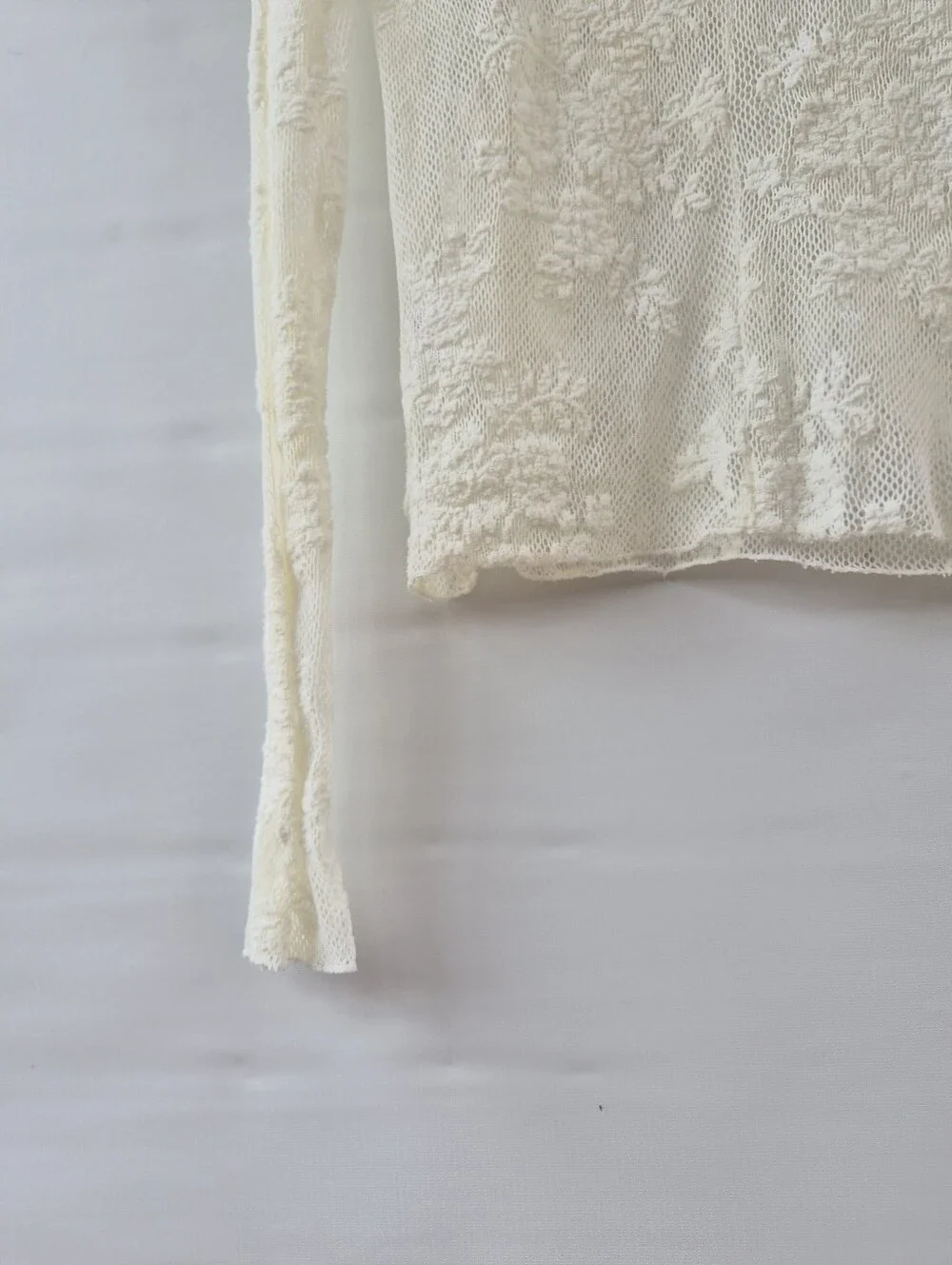 Free People Lady Lux Cream Sheer Lace Top S Coquette Fairycore Mesh Layering